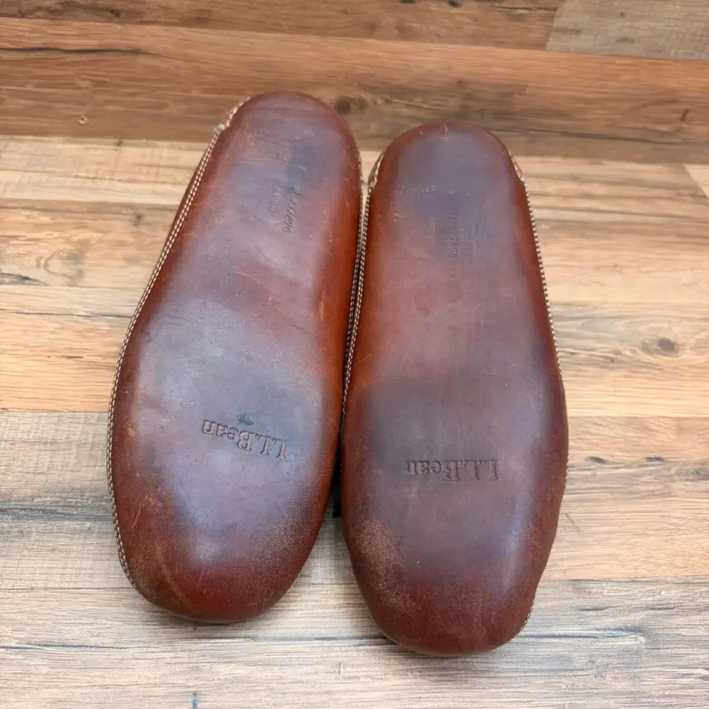 LL Bean Men's 9D Brown Leather Moccasin Loafers